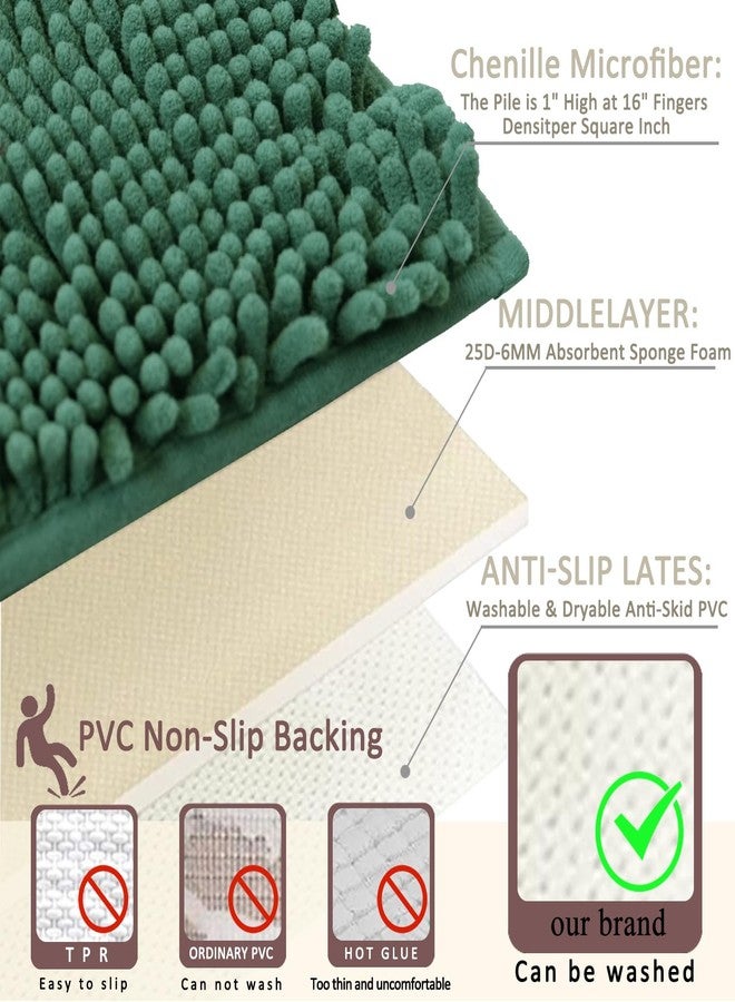 Flotstiga Bathroom Rugs Sets 3 Piece Non Slip,Bath Rugs with PVC Backing Bath Carpet,Bathroom Rug Washable,Absorbent,Plush Carpet Mats,Bath Mats for Bedroom, Kitchen,Tub,Home Decor Dark Green - Image 4